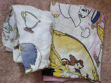 VINTAGE 1990s DISNEY BEAUTY & THE BEAST TWIN FITTED & FLAT SHEET SET picture