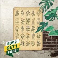 Botanical Herbal Remedies Medicinal Plants Chart Retro Metal Tin Sign Art picture