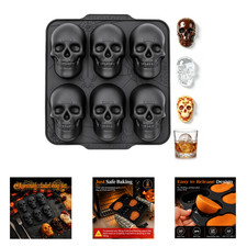 Silicone Skull Baking Pan BPA Free, 6 Cavity Halloween Cake Molds, Oven picture