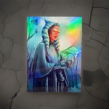 2024 Topps Chrome Galaxy #67 An Understanding Ahsoka Grogu Aqua 059/199 picture