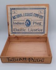 Vintage Rare National Licorice Co's Indian Plug Wooden 1c. Candy Box  picture