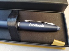VERY RARE FACEBOOK CROSS CLASSIC MATTE BLUE ROLLERBALL PEN $80 CHRISTMAS GIFT picture
