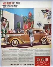 1937 Desoto Gary Cooper Malibu Beach Hollywood Studios Print Ad Man Cave Poster picture