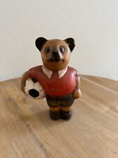 Large Hand carved Wooden Football Player Bear Statue Teddy Bear picture